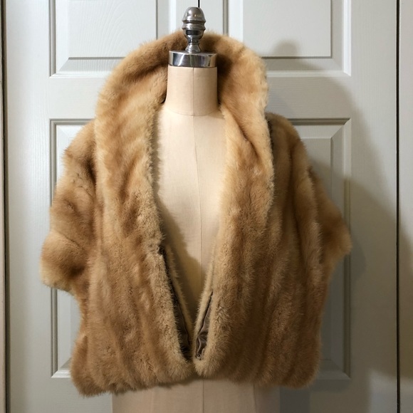 Vintage Joseph Palanker & Sons Adjustable Length Mink Stole Beige - Picture 6 of 16
